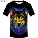 Remera Con Grafiti De Lobo Negro Para Hombre Divertidas Remeras 3D
