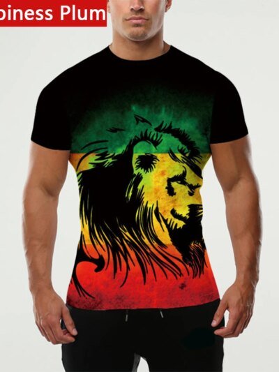 Remera Rasta Lion De Hip Hop Animada Ropa De Calle Para Hombre Manga Corta