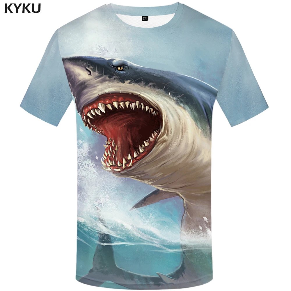 Remeras De Tiburón Marino Remeras De Punk Rock Rap 3D Ropa Casual Para Hombre Animales