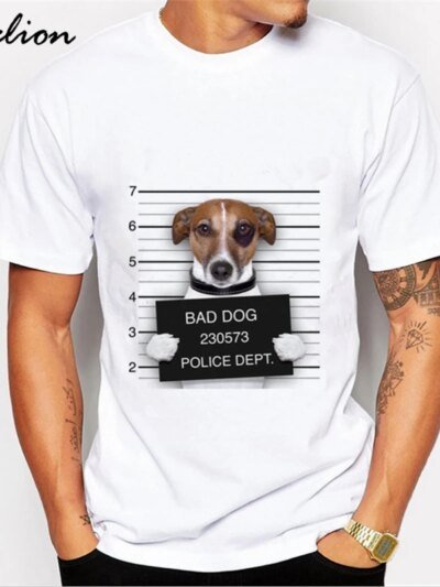 Remera Informal De Manga Corta Con Diseño De Perro Malo Del Departamento De Policía 3D De Para Hombre