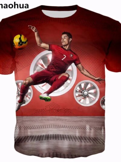 Remera Informal Con Estampado 3D De Cristiano Ronaldo Para Hombre Y Mujer