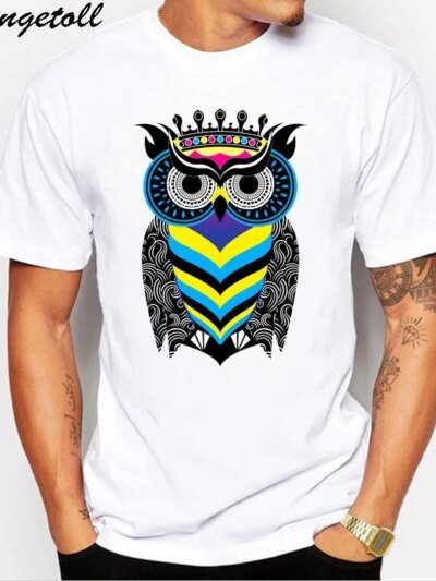 Remeras De Ropa Harajuku M204 Con Cabeza De Búho Psicodélica Dios Llega Al Rey Informales Para Hombre 3D