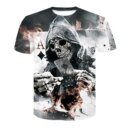 Remera Informal De Manga Corta Con Estampado De Calavera De Póker 3D Para Hombre De Verano
