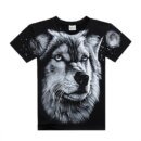 Remera Informal De Algodón Para Hombre Con Estampado 3D De Lobo En El Hombro