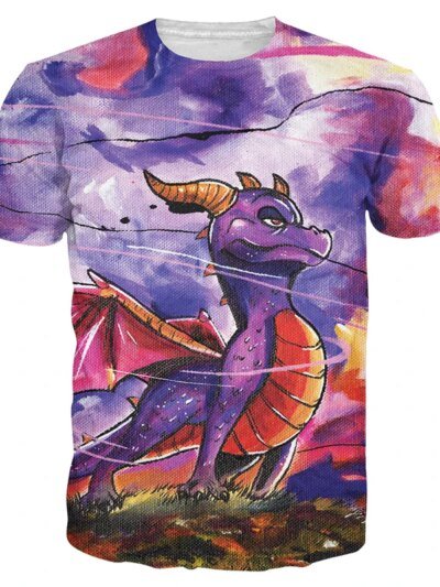 Remera Con Estampado 3D De Spyro El Dragón Púrpura Para Hombre Y Mujer Estilo Verano 90