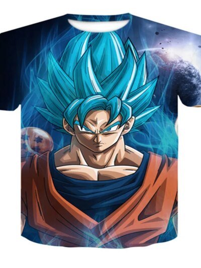 Remera 3D Hombre Dragon Ball Z Goku Super Saiyan Instintos Ultra Dios Azul