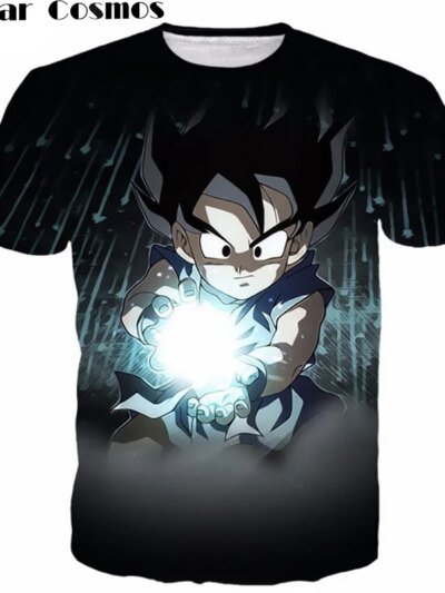 Remera Casual Vintage Negra Para Hombre Con Diseño Animado De Goku Dragon Ball Z En 3D