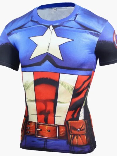 Remera De Compresión Cordee Para Hombre Superhéroe Animado Capitán América Superman Y El Castigador