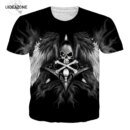 Remera De Manga Corta Con Calavera De Motocicleta 3D Para Mujer Cuello Redondo Informal