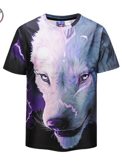 Remeras Casuales De Malla 3D Con Diseño De Lobo Y Animales Divertidos Para Hombre