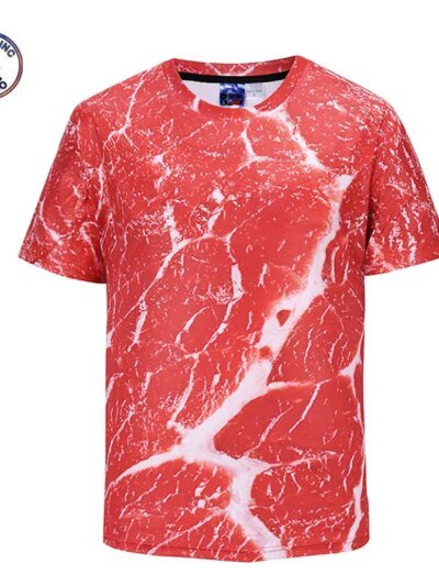 Remeras De Manga Corta De Cerdo Para Hombre Y Mujer Corte De Carne Con Geometría 3D Y Vetas