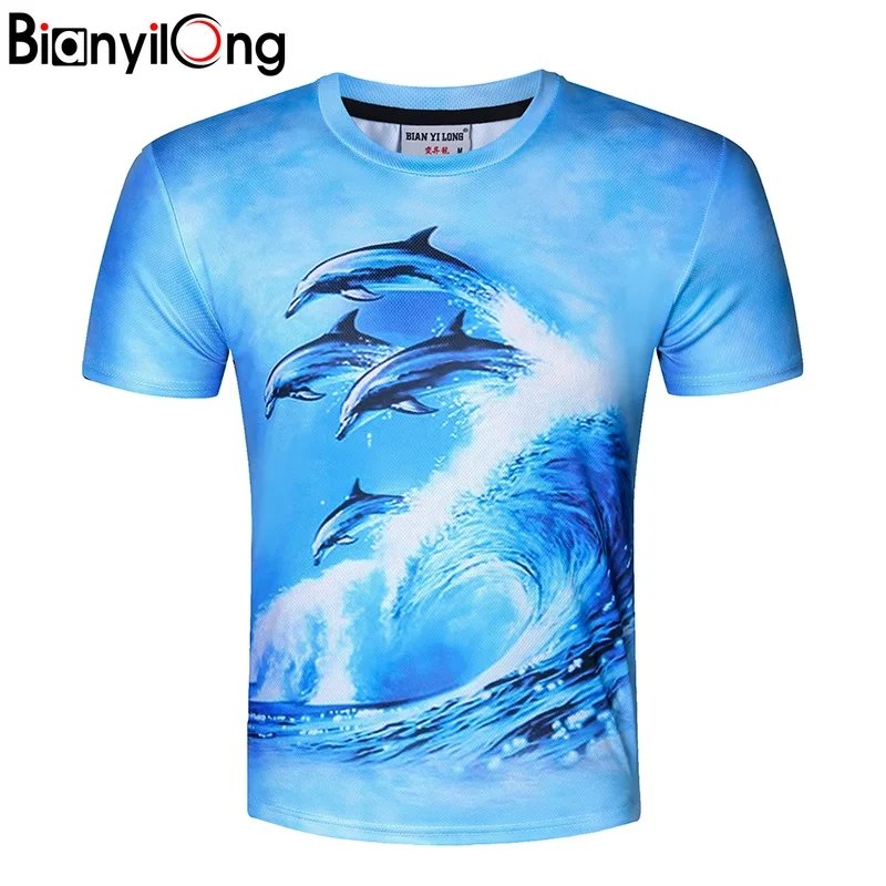 Remera De Verano Mr Bianyiing Con Estampado 3D De Delfines Marinos Y Manga Corta