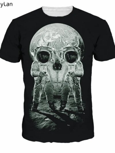 Remera Con Estampado De Calavera 3D De Diseño Vintage Color Negro Informal Para Hombre Y Mujer