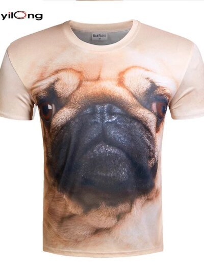 Remeras Divertidas De Verano De Manga Corta Para Hombre Con Diseño De Oso Bianyilon Perros Pug 3D