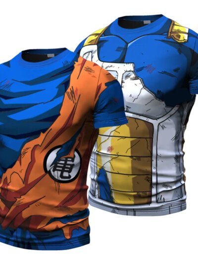 Remera Clásica Animada De Dragon Ball Z Goku Super Saiyan Vegeta De Manga Corta 3D Para Hombre