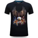 Remera Informal De Manga Corta Para Hombre Color Negro Con Estampado 3D De Águila