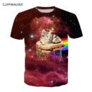 Remera Divertida Y Linda Con Diseño De Gato Diseño De Galaxia 3D Pan Sabroso Y Espacio Para Hombres Y Mujeres