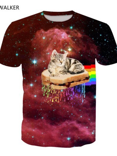 Remera Divertida Y Linda Con Diseño De Gato Diseño De Galaxia 3D Pan Sabroso Y Espacio Para Hombres Y Mujeres