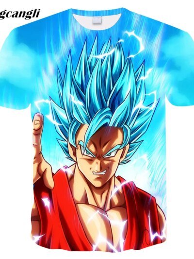 Remera De Hombre Instinct 3D Ultra Dragon Ball Z Goku Super Saiyan Dios Azul