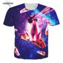 Remera 3D Para Hombre Y Mujer Rollo De Carne Gato Espacial Galaxia Estampado Láser Informal