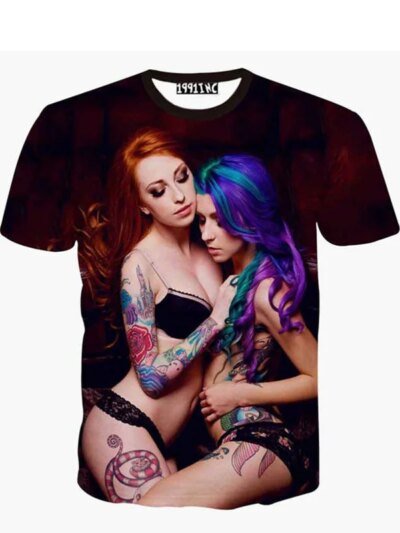 Remera De Verano Con Estampado 3D De Tatuajes De Chicas Desnudas Sexys