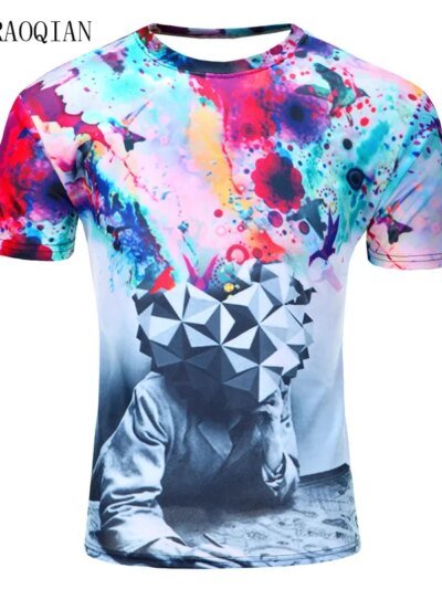 Remera Unisex Transpirable Con Estampado De Pensador Abstracto De Verano Para Hombre