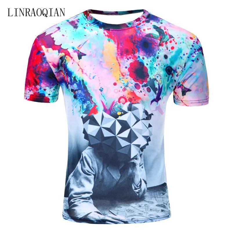 Remera Unisex Transpirable Con Estampado De Pensador Abstracto De Verano Para Hombre