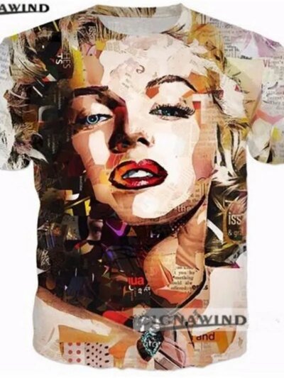 Remera Estampada 3D Para Mujer Y Hombre Estilo Casual Con Estrellas Y Collage Vintage