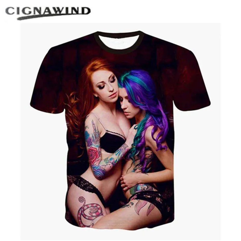 Remera Divertida Y Novedosa Con Tatuaje De Verano Para Chica Impresión 3D