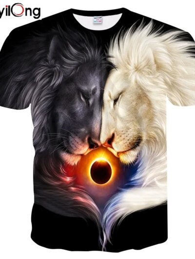 Estilo De Verano Hip Hop Hombres Mujeres Yin Yang León Estampado Harajuku 3D