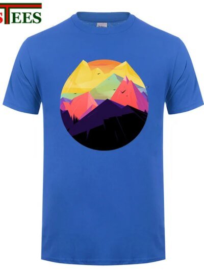 Remera Vintage De Manga Corta Con Estampado Digital De Montañas 3D De Mark Hip Hop