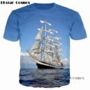 Botella De Agua De Mar Cosmos Para Hombre Y Mujer Con Diseño De Ondas En T Y Cabeza 3D Con Ancla De Barco Informal