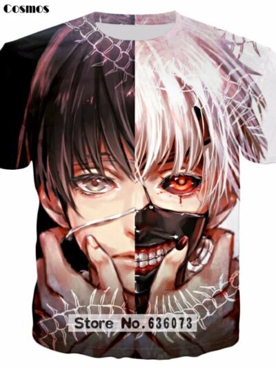 Remeras Con Impresión 3D De Tokyo Ghoul Kaneki Para Mujer Cosmos Anime Art