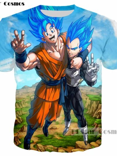 Remera Cosmos Dragon Ball Z Super Saiyan Happy 90 Para Mujer Hombre Cuello Redondo Dibujos Animados