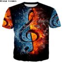 Remera Cosmos Rock Style Con Estampado 3D De Dj Música Disco Y Guitarra Para Hombre Y Mujer