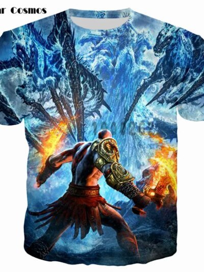 Remera De Manga Corta Con Estampado De Verano De Kratos De God Of War Cosmos 3D Para Hombre Y Niño