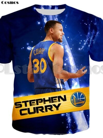 Remeras Casuales De Stephen Curry Con Los Guerreros Cosmos 3D Para Hombre