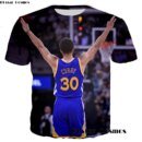 Remera Casual De Manga Corta Con Estampado 3D De Los Warriors Curry De Cosmos Basketballer Para Hombre
