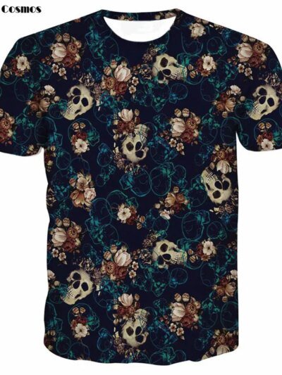 Remera Cosmos De Manga Corta Para Hombre Con Estampado 3D Y Calaveras Divertidas