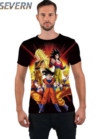 Remera Super Saiyan Dragon Ball Z Animada En 3D Goku Was Tee Tops Hombres Niños
