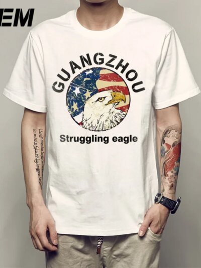 Remera Harajuku Con Bandera Estadounidense Y Águila De Ee Uu Con Estampados 3D Para Hombres De Hip Hop