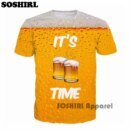 Remera De Manga Corta Con Estampado De Cerveza 3D It S Time Hip Hop Punk Rock Delgado