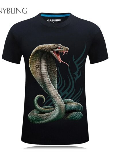 Remera De Manga Corta De Verano Con Estampado 3D De Serpiente Y Cobra India Para Hombre Y Mujer
