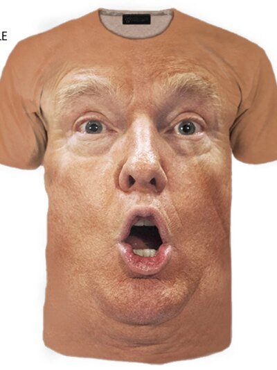 Remera Con Cara 3D De No Trump Nueva De Manga Corta Cuello Redondo Marca De Moda Divertidas Remeras Casuales Talla 3Xl