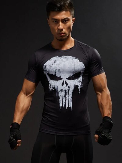 Remera De Manga Corta 3D Crossfit High Punisher Superhéroe Para Hombre