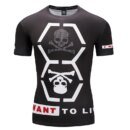 Remera De Manga Corta 3D Gala Para Crossfit Con Calaveras Para Hombre Y Fitness