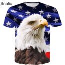Remera Con Estampado 3D De La Bandera Estadounidense De Águila Para Mujer Y Hombre Estilo Hipster