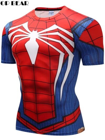 Remeras De Compresión De Manga 3D De Spider Man Para Hombre Superhéroes