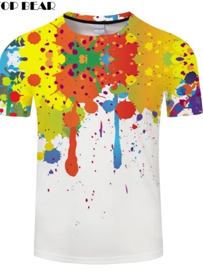 Remera Con Estampado De Oso 3D Con Salpicaduras De Tinta Talla 6Xl Remeras De Oso Zootop