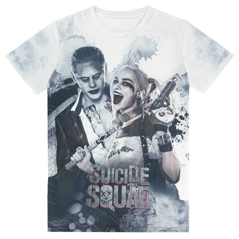 Remera De Manga Corta Para Hombre Del Escuadrón Suicida 3D De Harley Quinn Y Joker